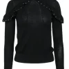 Kate Spade - Black Ruffle Wool Sweater w/ Studs Sz XXS