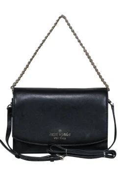Kate Spade - Black Saffiano Leather "Carson Convertible" Crossbody Bag