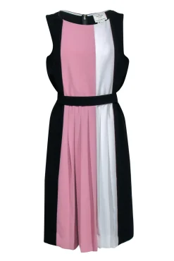 Kate Spade - Black Sleeveless Work Dress w/ Pink & Cream Middle Sz 12
