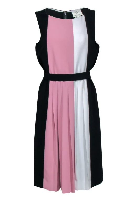 Kate Spade - Black Sleeveless Work Dress w/ Pink & Cream Middle Sz 12