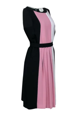 Kate Spade - Black Sleeveless Work Dress w/ Pink & Cream Middle Sz 12