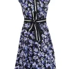 Kate Spade - Black w/ Purple & Lilac Floral Print Belted Shirtdress Sz M