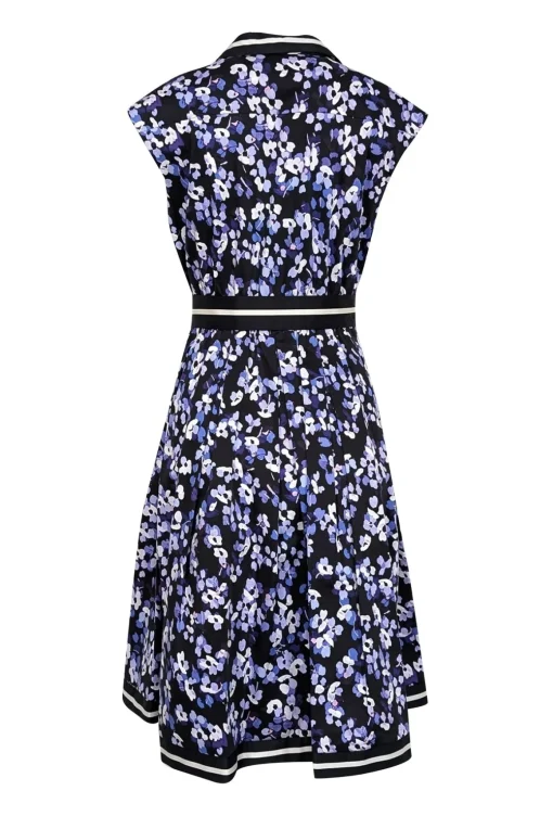 Kate Spade - Black w/ Purple & Lilac Floral Print Belted Shirtdress Sz M