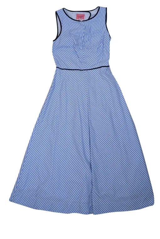 Kate Spade - Blue & White Striped Sleeveless Button Back Dress Sz 0