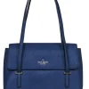 Kate Spade - Blue Textured Leather Flap Shoulder Bag