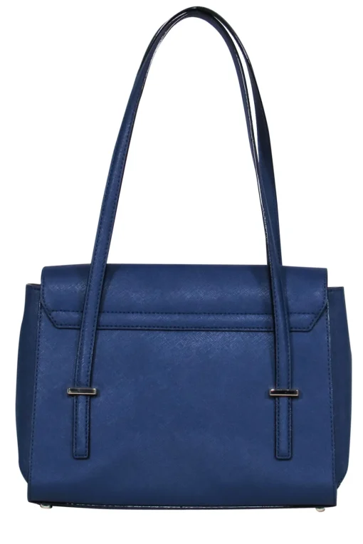 Kate Spade - Blue Textured Leather Flap Shoulder Bag