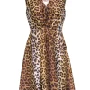 Kate Spade - Brown, Tan & Cream Leopard Print Silk Fit & Flare Dress Sz 6