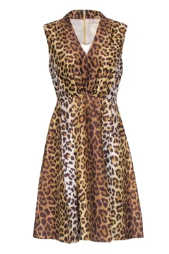 Kate Spade - Brown, Tan & Cream Leopard Print Silk Fit & Flare Dress Sz 6
