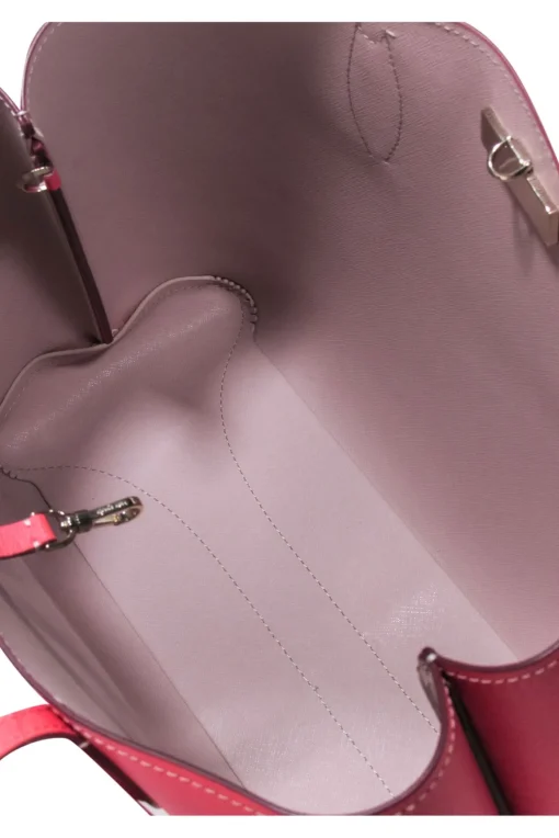 Kate Spade - Coral Pink Pebbled Leather Hook Closure Tote Bag