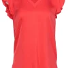 Kate Spade - Coral Ruffled Cap Sleeve Blouse Sz XS