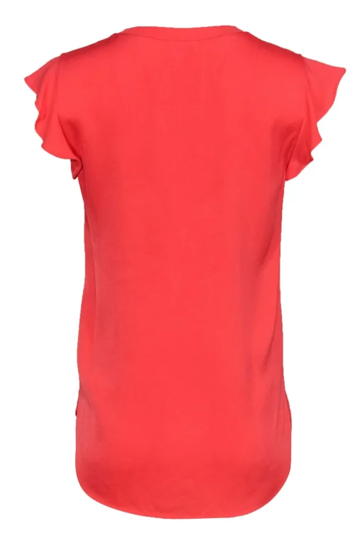 Kate Spade - Coral Ruffled Cap Sleeve Blouse Sz XS