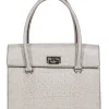 Kate Spade - Cream Croc-Embossed Leather Structured Satchel