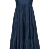Kate Spade - Dark Wash Chambray Sleeveless Tiered Maxi Dress Sz 6