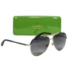 Kate Spade - Gold Aviatior Sunglasses w/ Black Trim & Dark Lenses