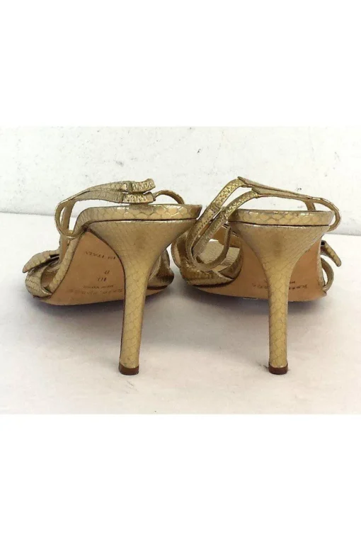 Kate Spade - Gold Fish Scale Print Leather Bow Heels Sz 10