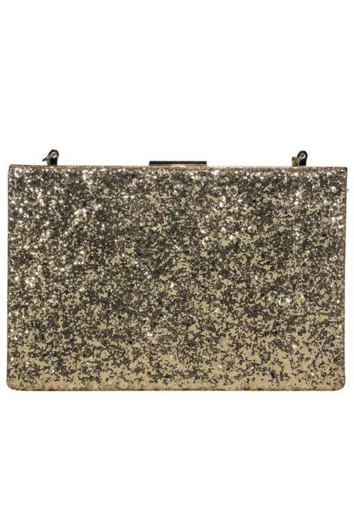 Kate Spade - Gold Glitter Convertible Box Clutch