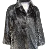 Kate Spade - Grey Leopard Print Faux Fur Coat Sz L