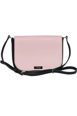 Kate Spade - Light Pink & Black Leather Fold-Over Crossbody