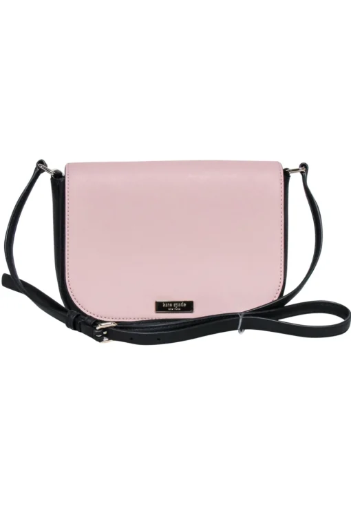 Kate Spade - Light Pink & Black Leather Fold-Over Crossbody