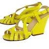 Kate Spade - Lime Yellow Snakeskin Leather Wedges Sz 5