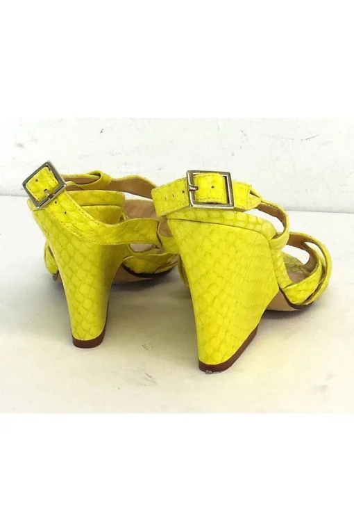 Kate Spade - Lime Yellow Snakeskin Leather Wedges Sz 5