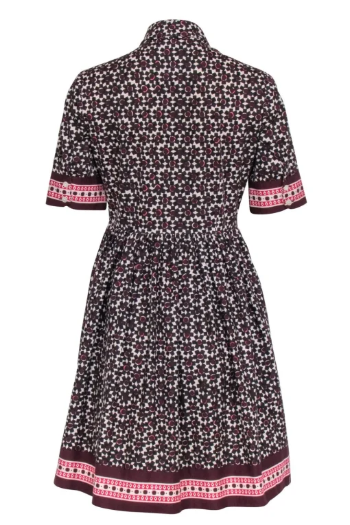 Kate Spade - Maroon, Brown, Cream, & Pink Print Short Sleeve Dress Sz 4