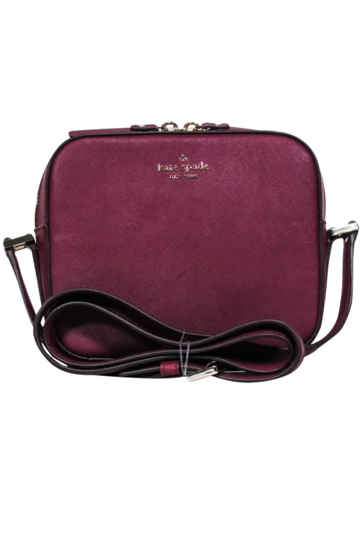 Kate Spade - Maroon Saffiano Leather Structured Crossbody Bag