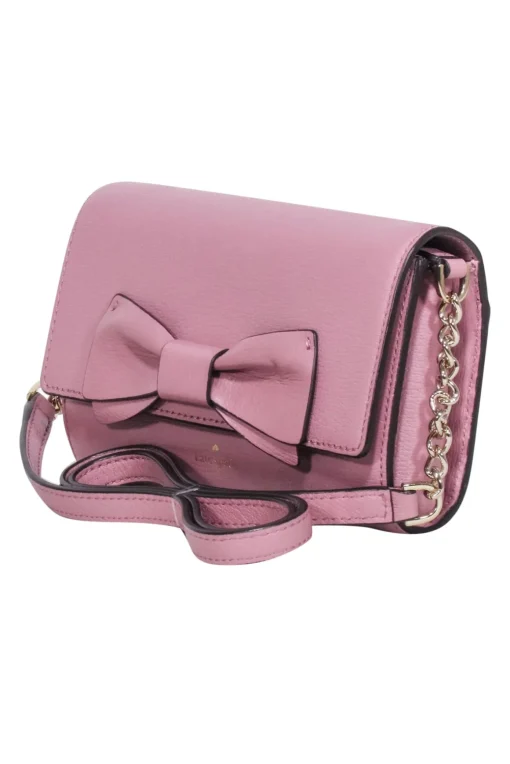Kate Spade - Mauve Pink Leather Bow Front Flap Crossbody Bag