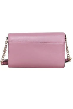Kate Spade - Mauve Pink Leather Bow Front Flap Crossbody Bag
