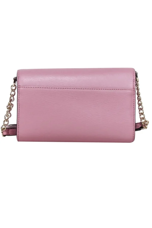 Kate Spade - Mauve Pink Leather Bow Front Flap Crossbody Bag