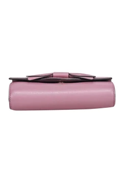 Kate Spade - Mauve Pink Leather Bow Front Flap Crossbody Bag