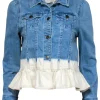 Kate Spade - Medium Wash Denim Bleach Dye Peplum Jacket Sz S