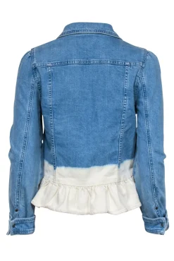 Kate Spade - Medium Wash Denim Bleach Dye Peplum Jacket Sz S