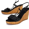 Kate Spade - Navy & White Polka Dot Woven Wedges Sz 9.5