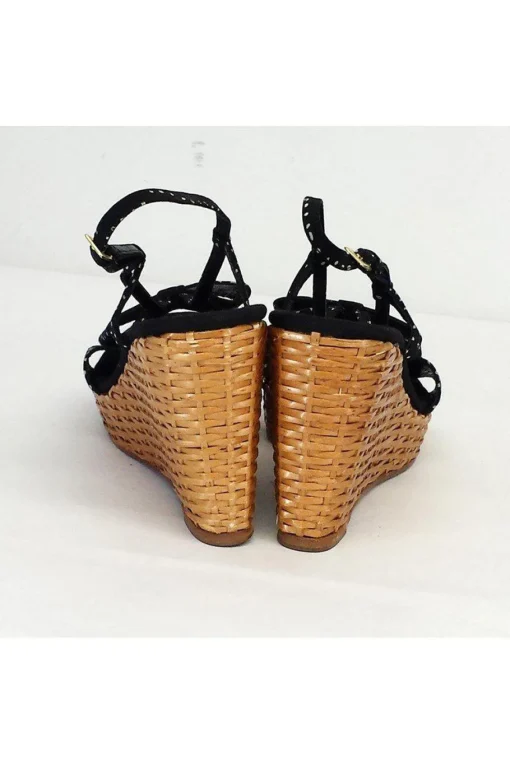 Kate Spade - Navy & White Polka Dot Woven Wedges Sz 9.5