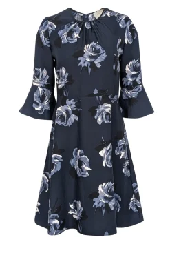 Kate Spade - Navy Cropped Bell Sleeve Floral Dress Sz 4