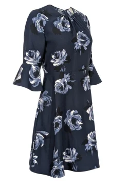 Kate Spade - Navy Cropped Bell Sleeve Floral Dress Sz 4