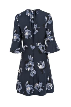 Kate Spade - Navy Cropped Bell Sleeve Floral Dress Sz 4