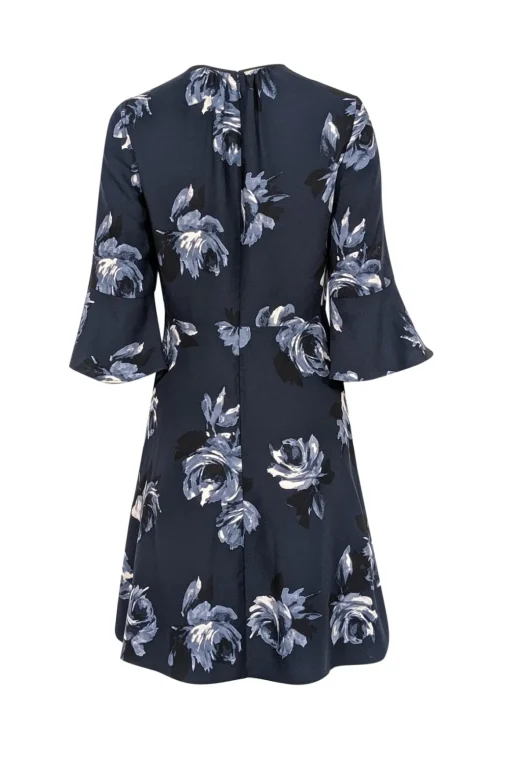 Kate Spade - Navy Cropped Bell Sleeve Floral Dress Sz 4