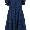 Kate Spade - Navy Lace Eyelet Short Sleeve Shift Dress Sz XS