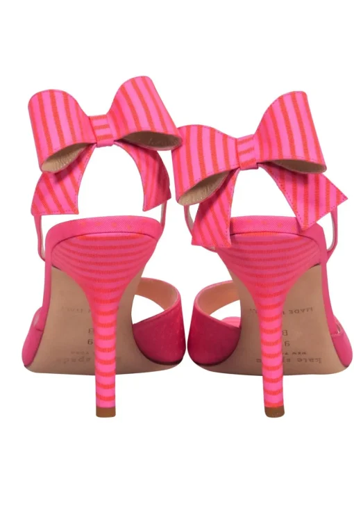 Kate Spade - Pink & Orange Striped & Polka Dot Pumps w/ Bows Sz 9