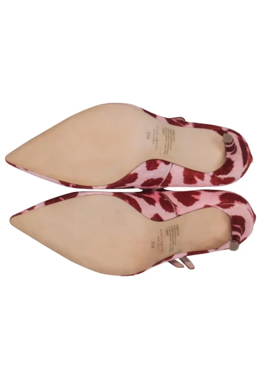 Kate Spade – Pink & Red Leopard Print Fur Mary-Jane Heels Sz 7