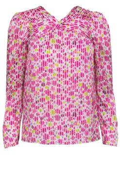 Kate Spade - Pink & White Striped Knotted Blouse w/ Florals Sz XS