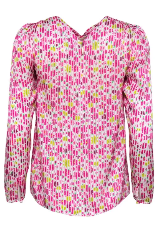 Kate Spade - Pink & White Striped Knotted Blouse w/ Florals Sz XS