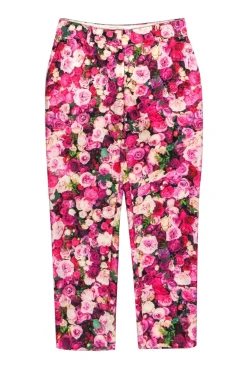 Kate Spade - Pink Floral Print Tapered Trousers Sz 00