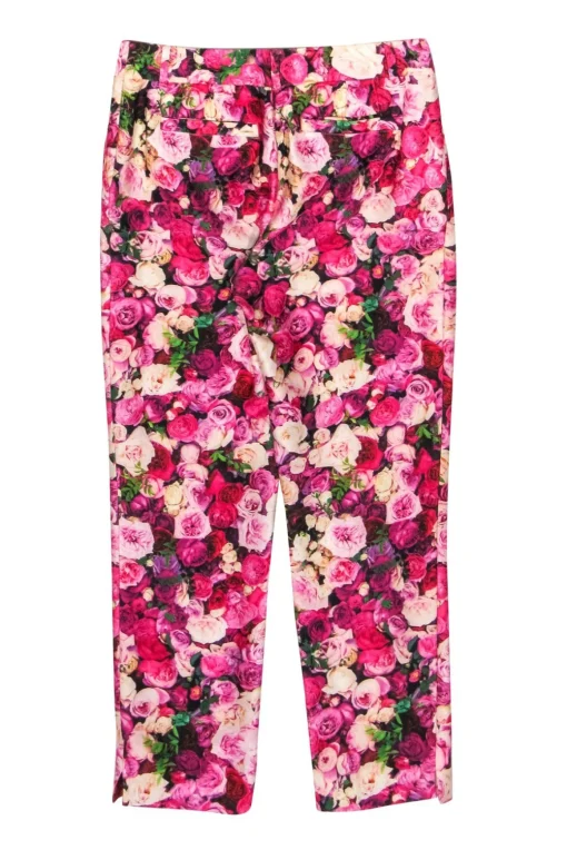 Kate Spade - Pink Floral Print Tapered Trousers Sz 00