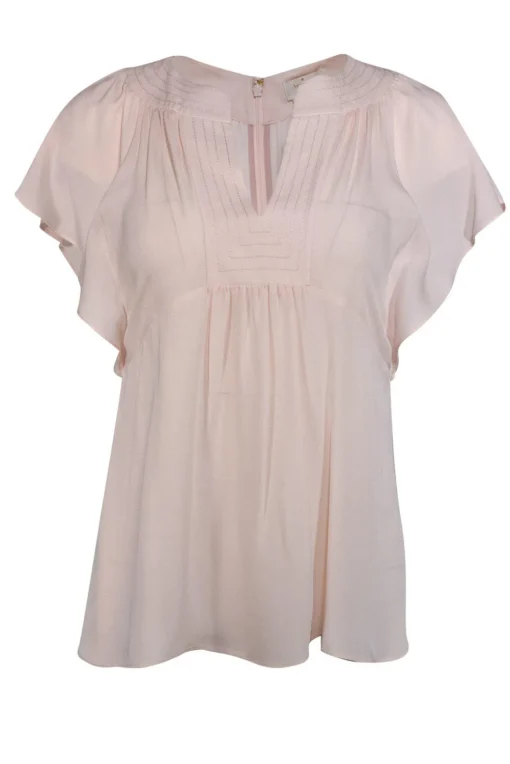 Kate Spade - Pink Flutter Sleeve V-Neck Top Sz 0