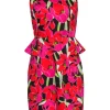 Kate Spade - Pink, Red, Brown Floral Fitted Sheath Dress with Peplum Sz 8