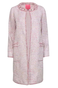 Kate Spade - Pink Tweed & Multicolored Speckled Longline Coat Sz 2