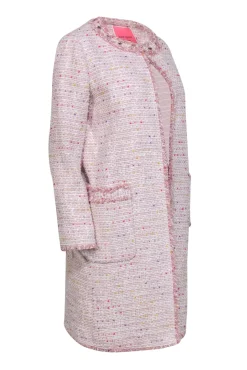 Kate Spade - Pink Tweed & Multicolored Speckled Longline Coat Sz 2